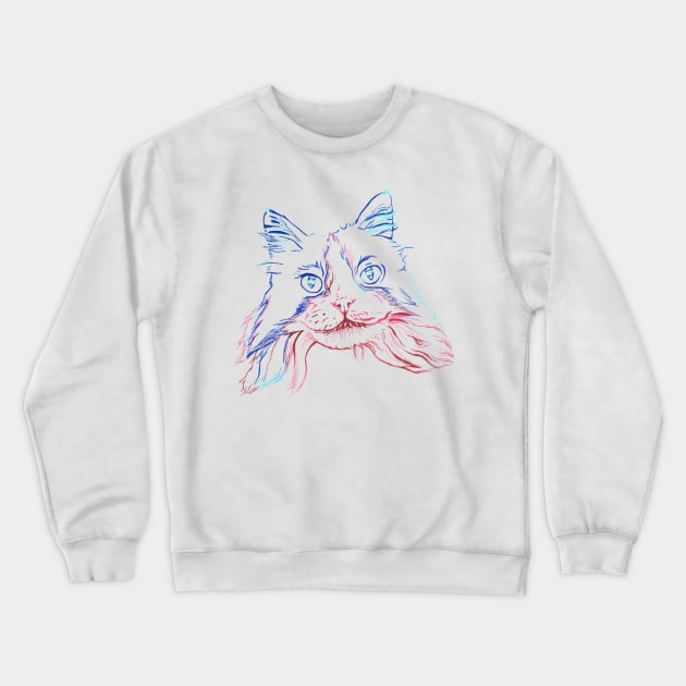 Fluffy Tuxedo Cat Crewneck Sweatshirt by RaLiz